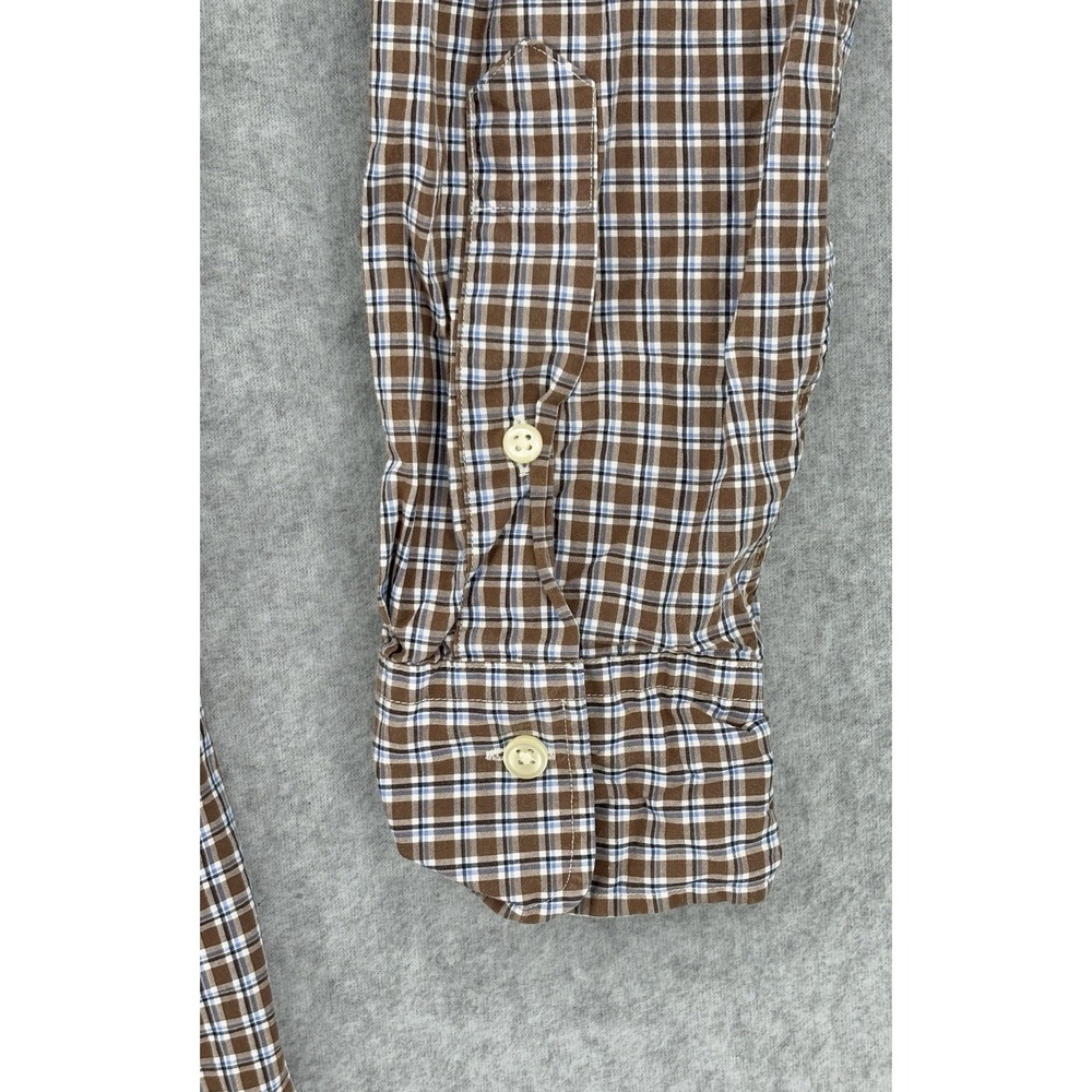 Polo Ralph Lauren Plaid Button Front Shirt Brown Blue Small Cotton Stretch - Picture 4 of 11